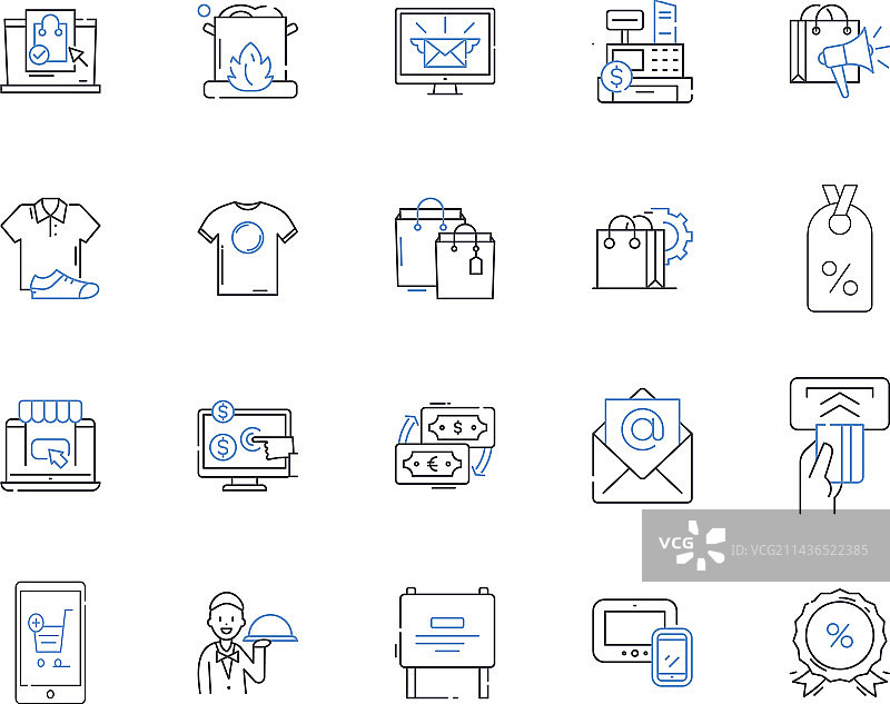 商店和美食广场轮廓图标集合图片素材