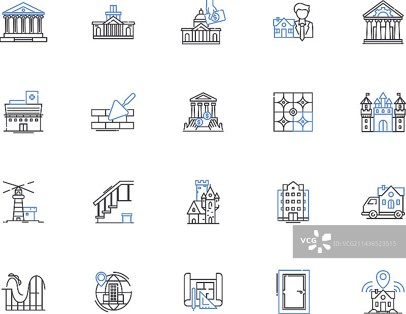 建筑轮廓图标集合图片素材