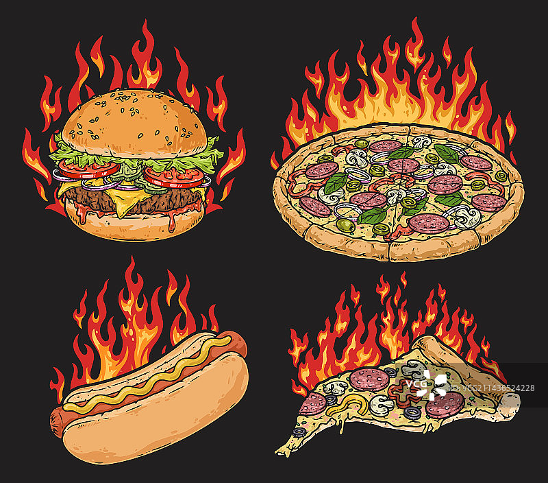 彩色快餐套餐海报图片素材