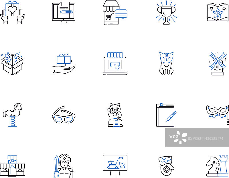 手工商业轮廓图标合集图片素材