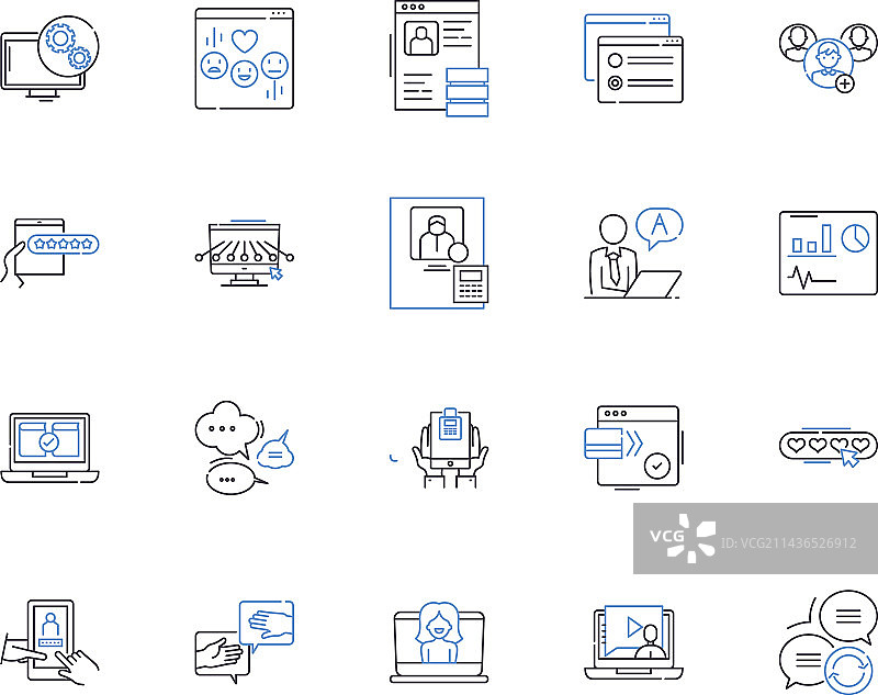 内容管理轮廓图标合集图片素材