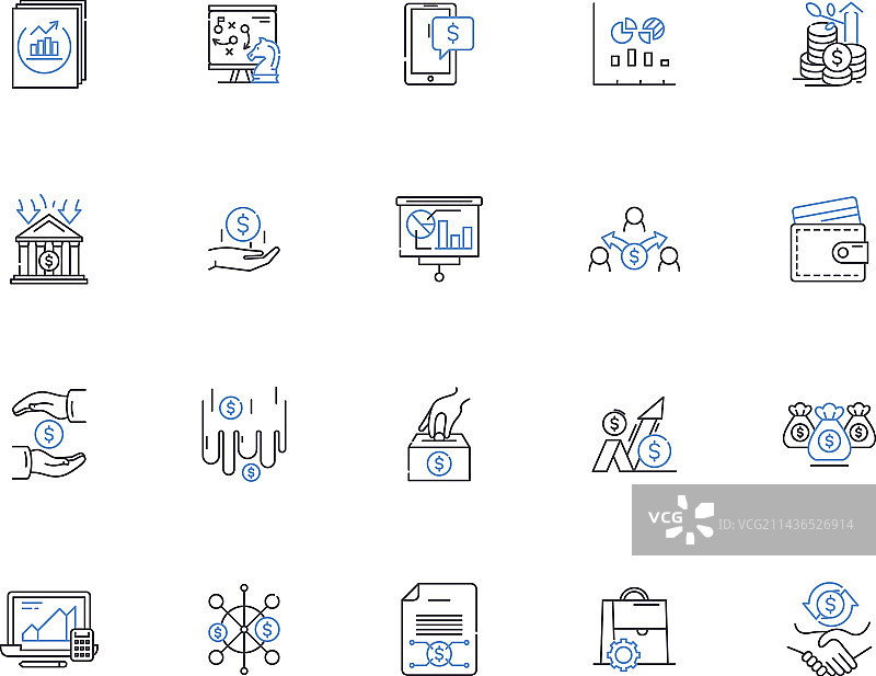 金融轮廓图标合集：资金筹措图片素材