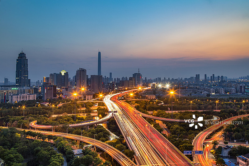 复康路高架夜景图片素材