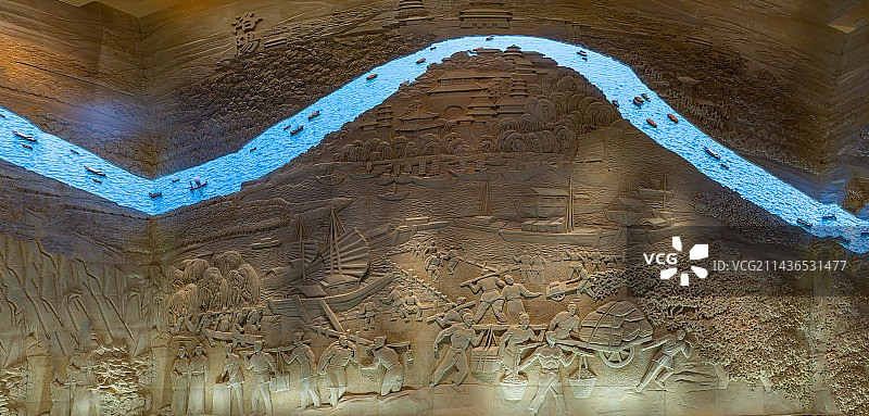 浮雕，隋唐大运河两岸繁忙的搬运工图片素材