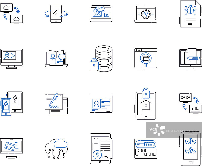 互联网技术轮廓图标合集图片素材