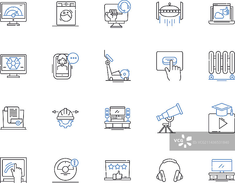 电器和小工具轮廓图标合集图片素材