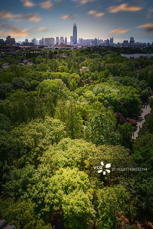 飞越晚春天际线图片素材