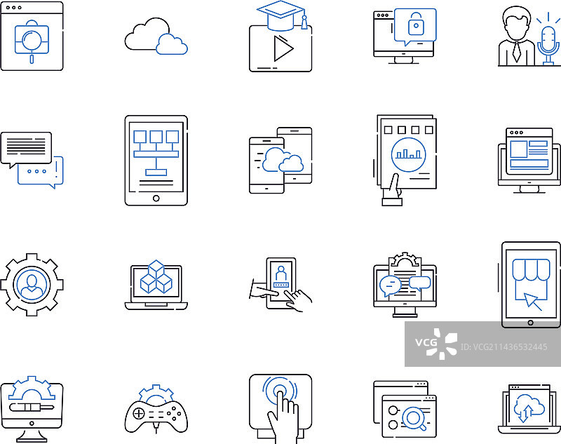数字技术轮廓图标合集图片素材