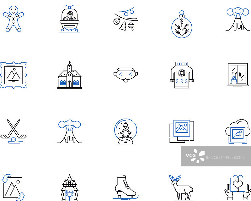 冬季轮廓图标合集：雪、雨夹雪、寒冷图片素材