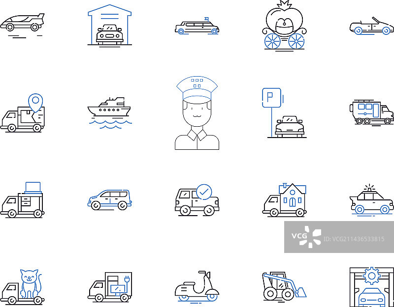 交通运输和物流轮廓图标合集图片素材