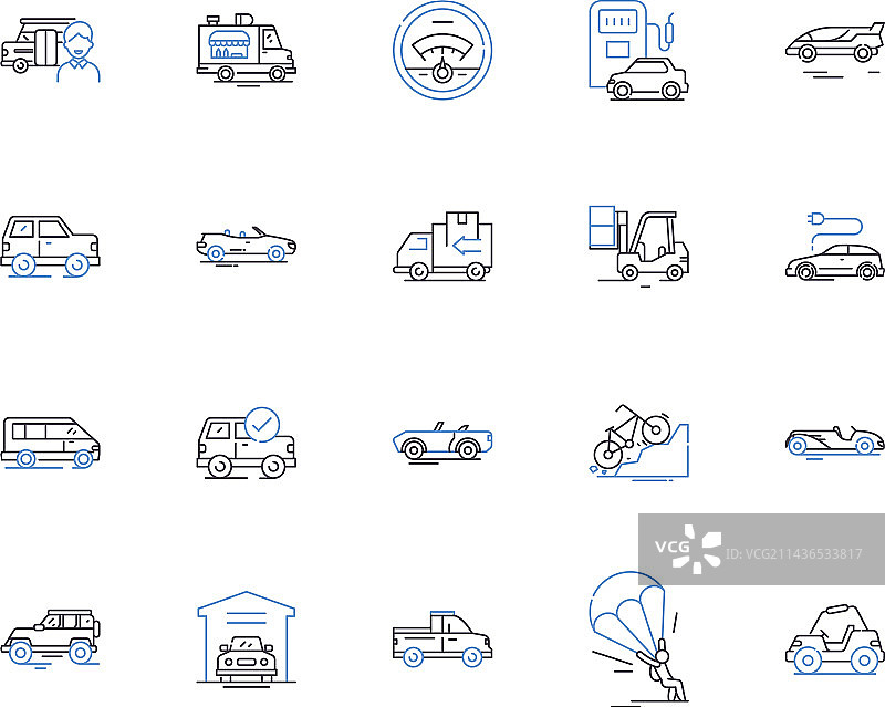汽车卡车车辆轮廓图标合集图片素材