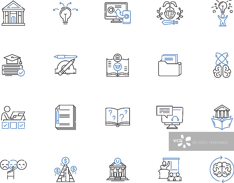 教育知识轮廓图标合集图片素材