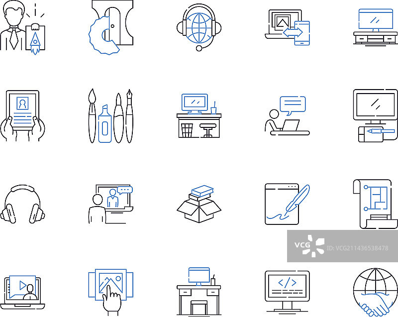 自由职业与行业线性图标合集图片素材