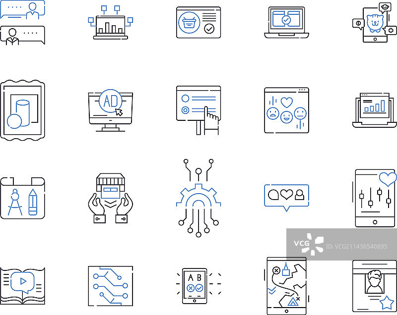 机器学习轮廓图标合集图片素材