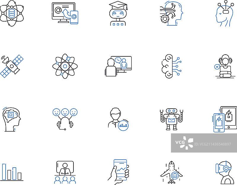 数字营销管理轮廓图标图片素材