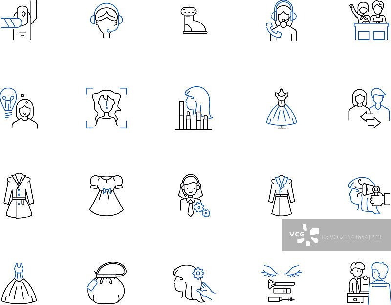 女孩轮廓图标集合：女孩 女性 女士图片素材