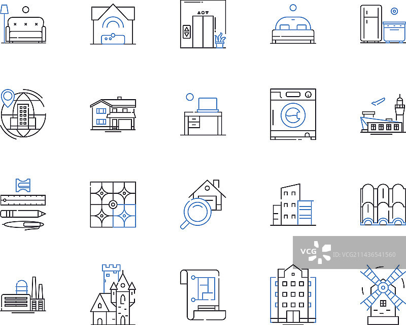 住宿服务轮廓图标合集图片素材