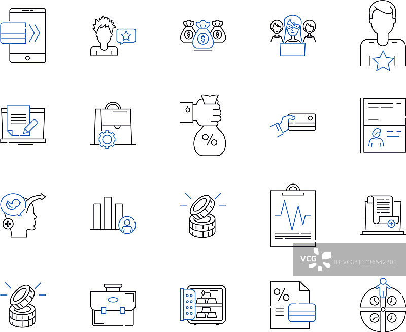 金融与收入轮廓图标合集图片素材