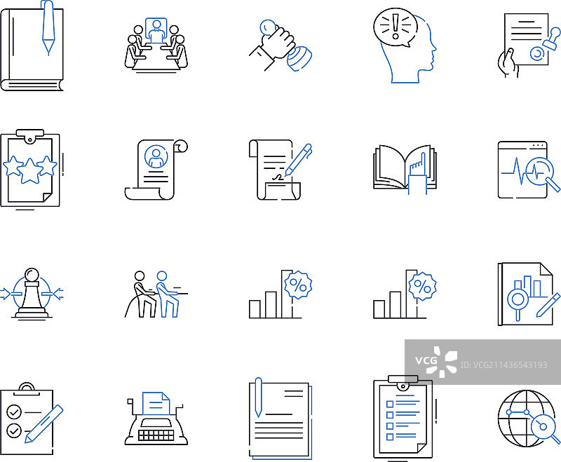 办公室行政管理轮廓图标合集图片素材
