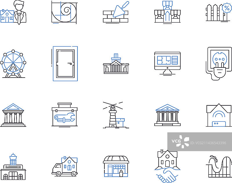 住宿服务轮廓图标合集图片素材