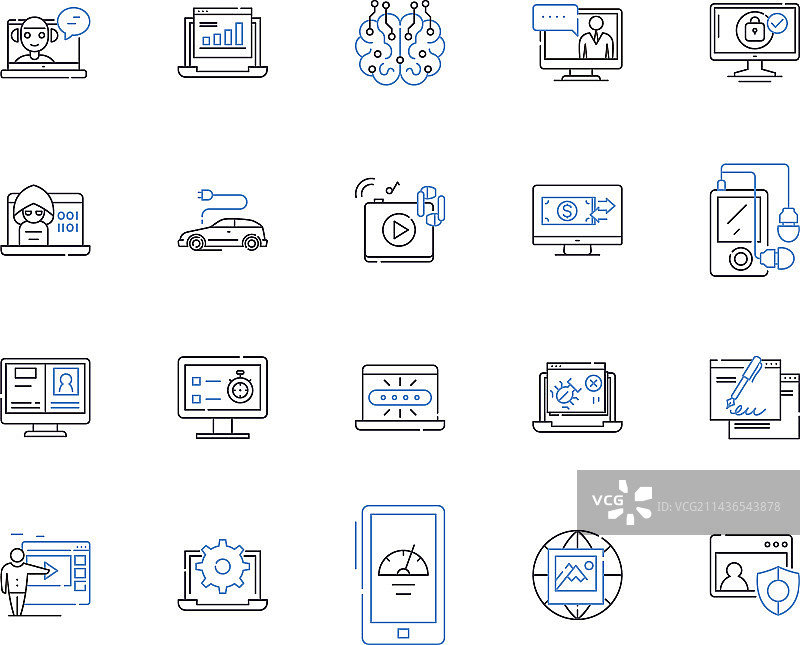 互联网与小工具线框图标合集图片素材
