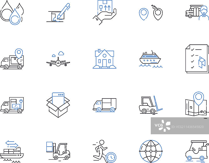 物流管理轮廓图标合集图片素材