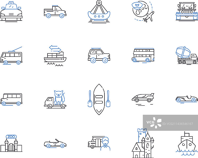交通运输和旅游轮廓图标合集图片素材