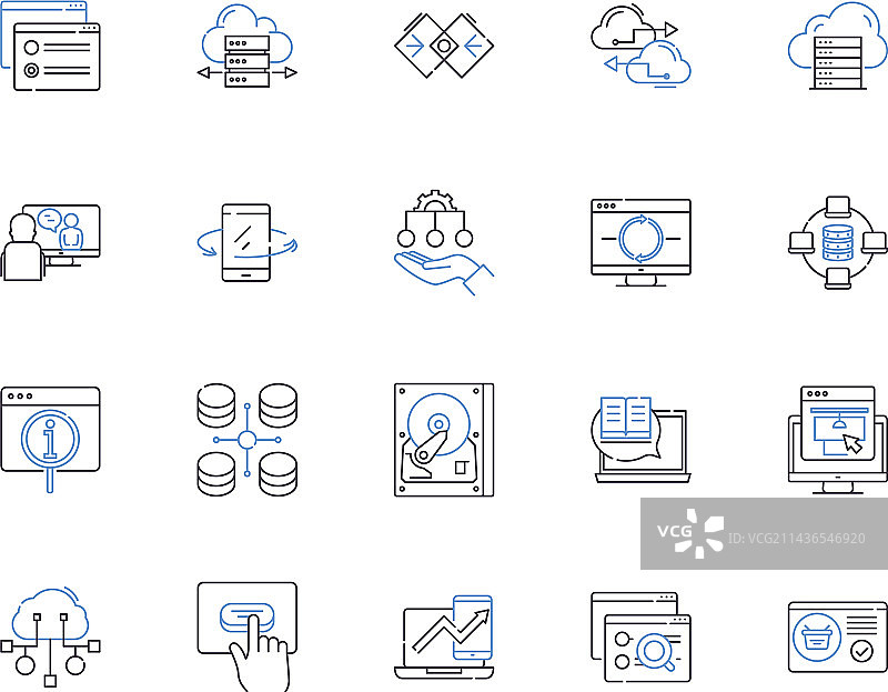 数字行业轮廓图标合集图片素材