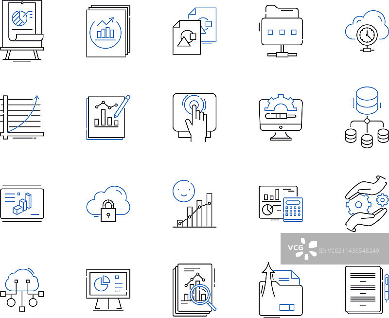 数据和设备轮廓图标集图片素材