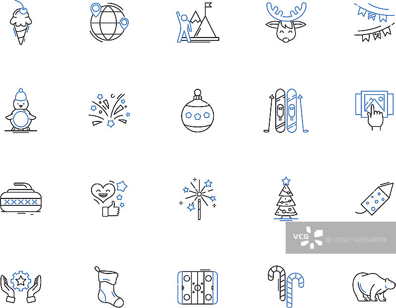 冬季轮廓图标合集：雪、雨夹雪、寒冷图片素材