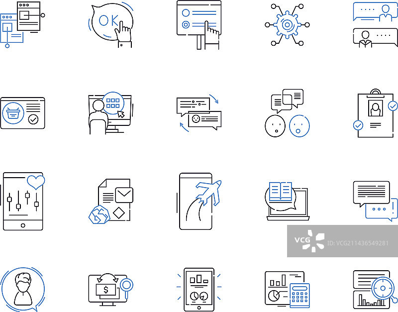内容管理轮廓图标合集图片素材