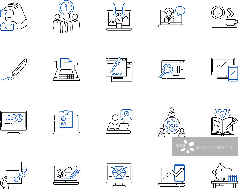 工作流程和职业概要轮廓图标集合图片素材