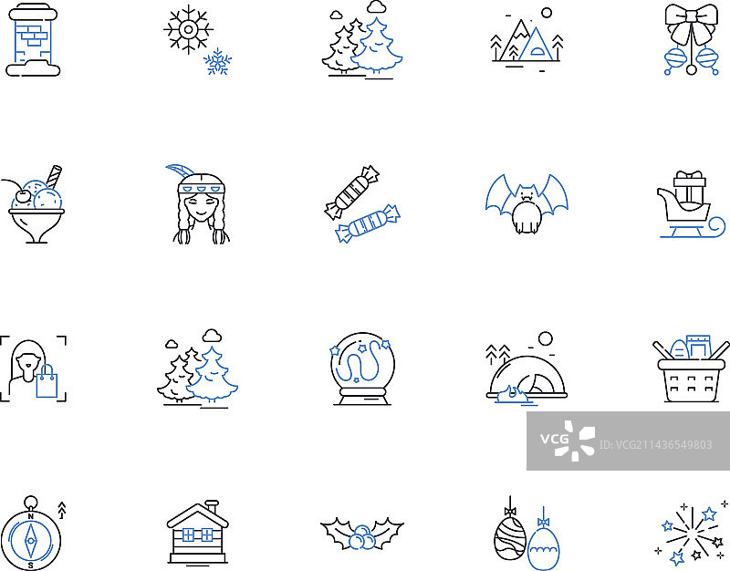 冬季轮廓图标合集：雪、雨夹雪、寒冷图片素材