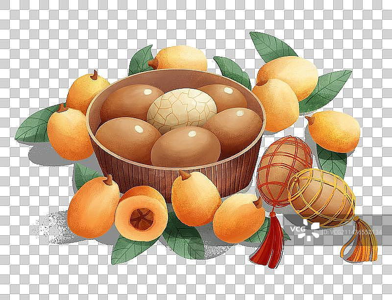 枇杷和煮熟的鸡蛋图片素材