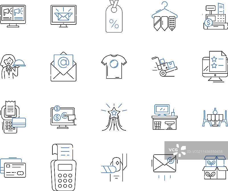 商店和膳食轮廓图标集合图片素材