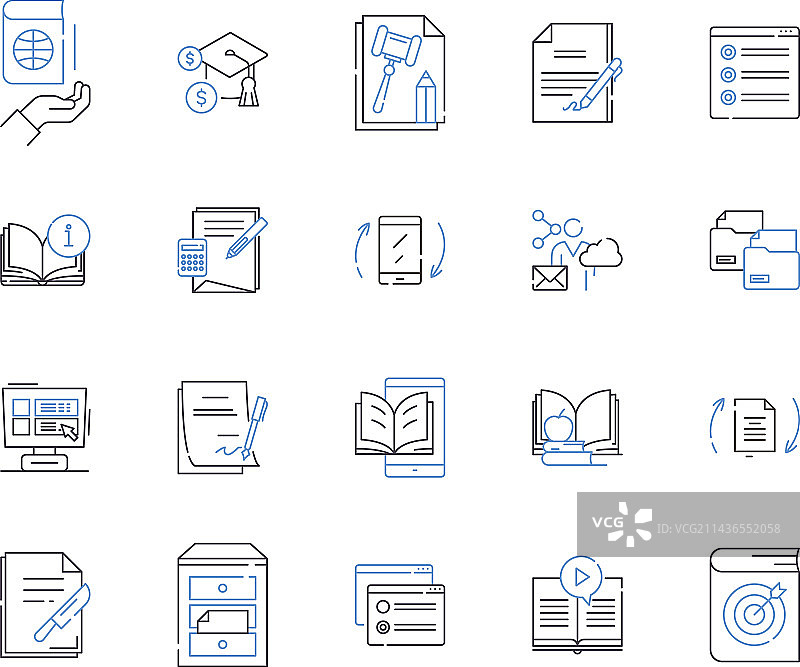 远程学习轮廓图标合集图片素材