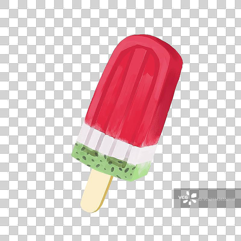 夏天甜品西瓜风扇饮料冰淇淋雪糕手绘插画元素图片素材