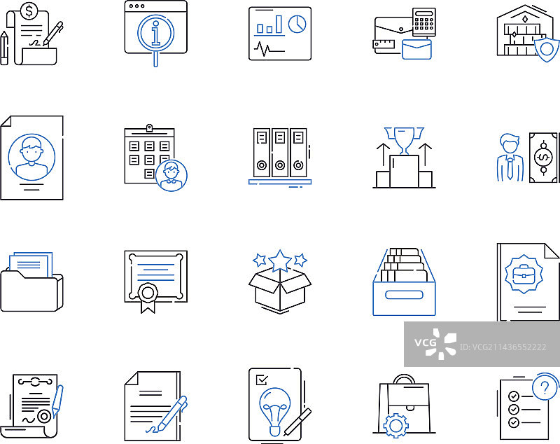 办公文档轮廓图标合集图片素材