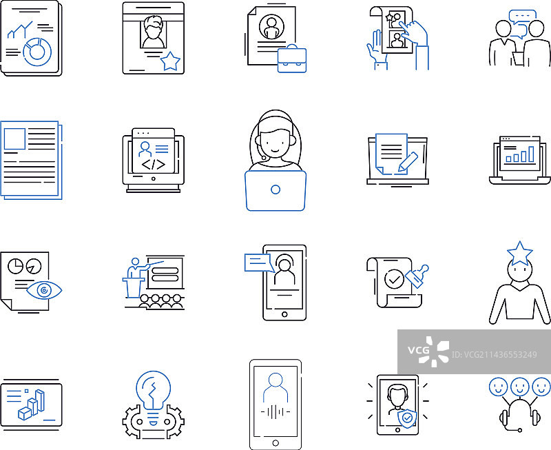 新闻报道线框图标合集图片素材