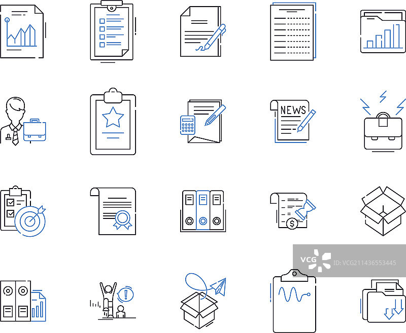 文书工作表单线框图标合集图片素材