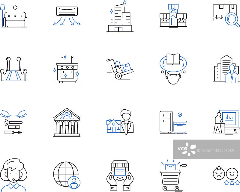 城市与家庭用品轮廓图标合集图片素材