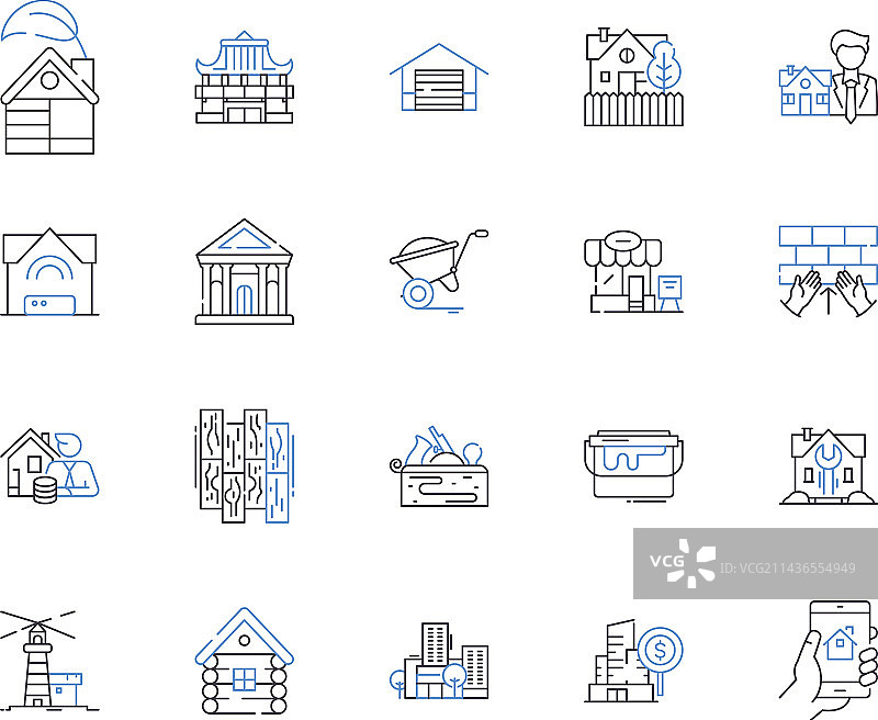 房屋建筑轮廓图标合集图片素材