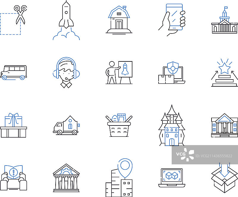 公共交通轮廓图标合集图片素材