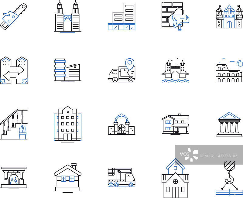 房地产科技轮廓图标合集图片素材