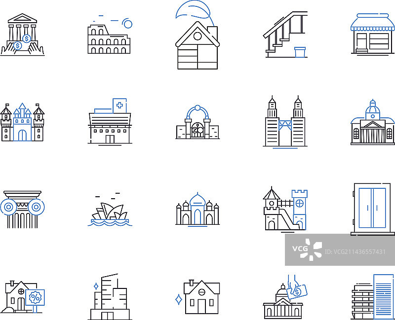 住宿服务轮廓图标合集图片素材