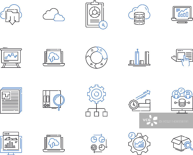 数据与云轮廓图标合集图片素材