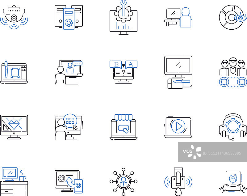 媒体公司轮廓图标集图片素材