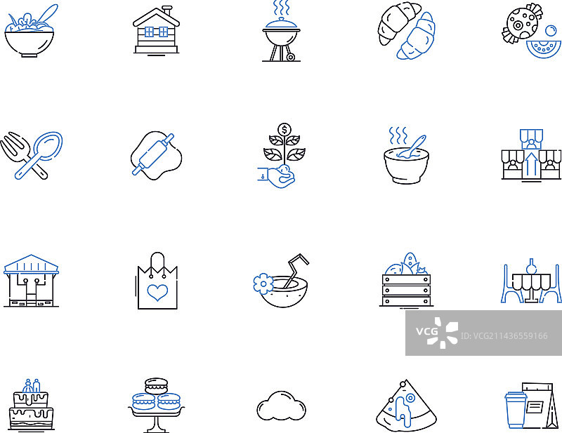 面包店轮廓图标集：面包糕点图片素材