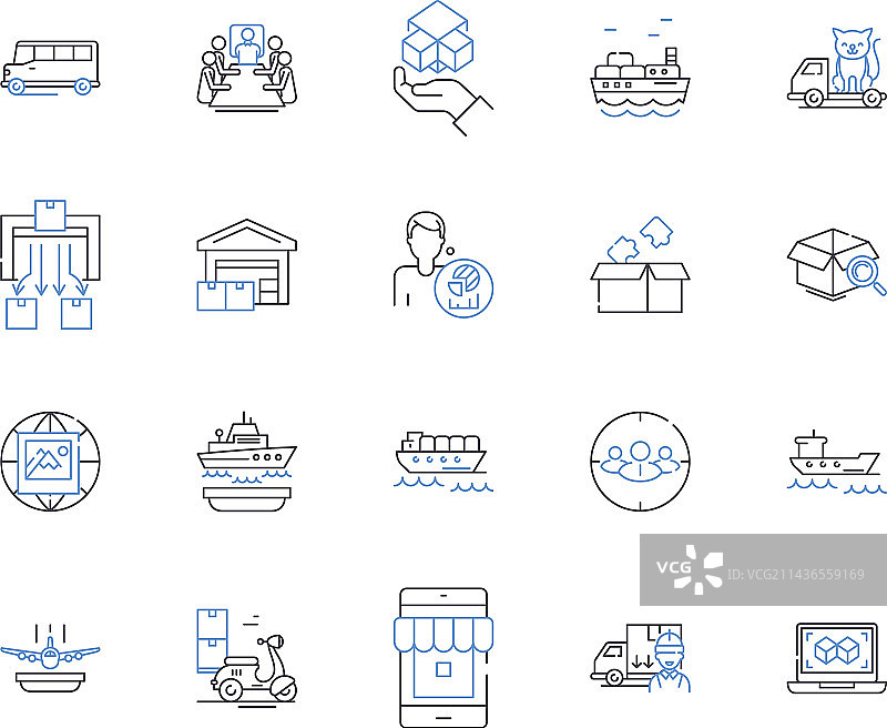 物流管理轮廓图标合集图片素材