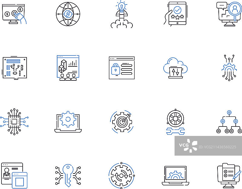 电脑安全轮廓图标合集图片素材